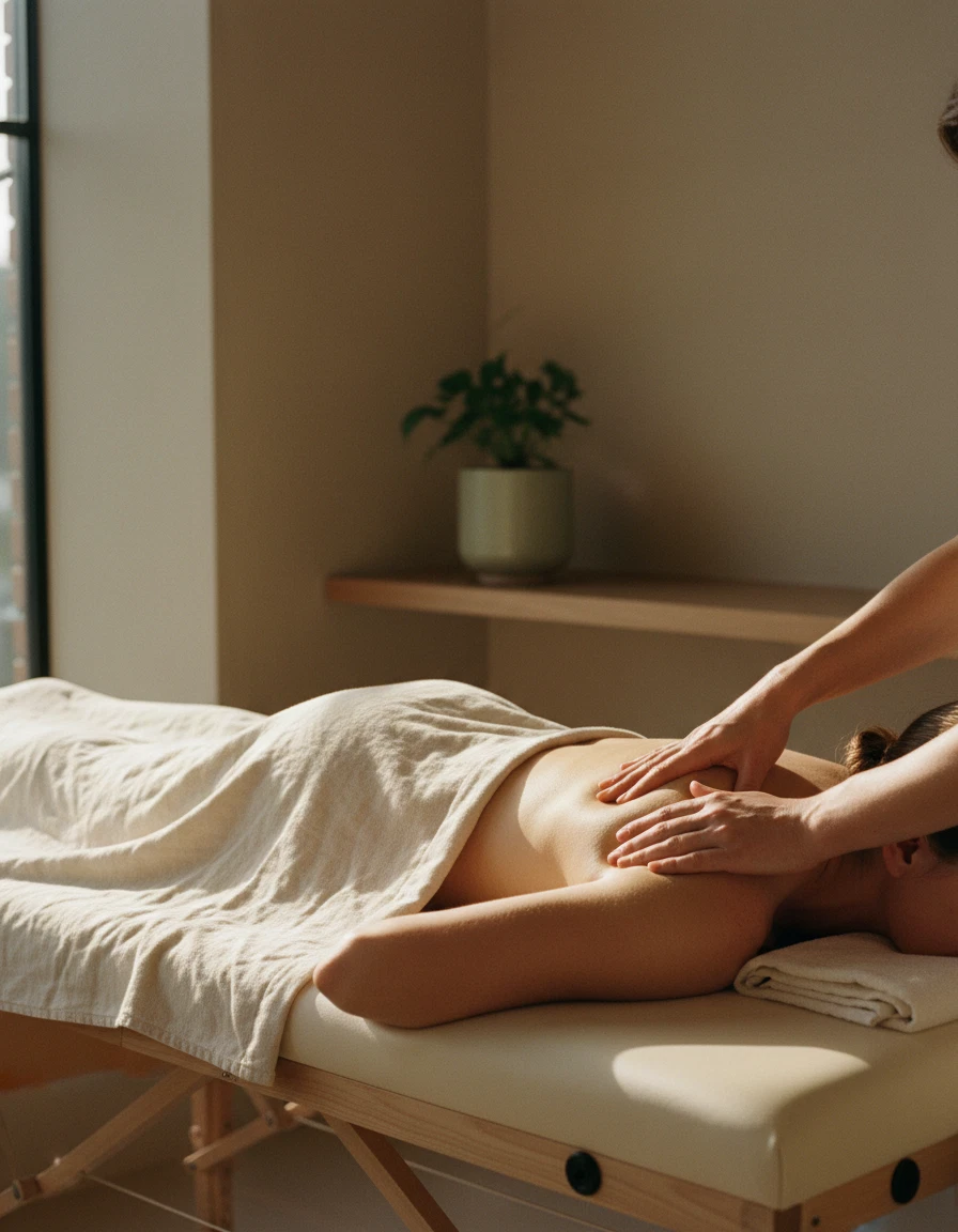 Espace de massage calme et lumineux